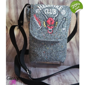 Harris Tweed Hellfire Club Crossbody Phone Bag Grey Speckle