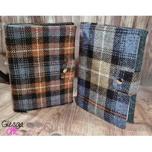 Harris Tweed Reusable Diary Cover A5 MacKenzie Clan Tartan with 100% Silk Lining  Snap Closure Scott