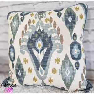 Cushion Cover Cotton iLiv Boho Ikat Glacier Blue Piped 43x43cm