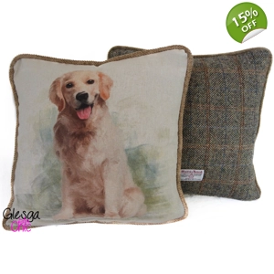 Cushion Cover Harris Tweed Labrador Retriever Herringbone 18x18