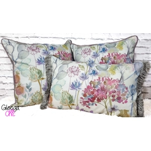 Cushion Cover Voyage  Maison Hedgerow Linen Large Scale Floral  Piped or Fringed50x50cm