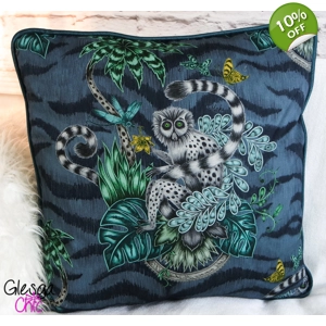 Cushion Cover Emma J Shipley Lemur Navy, Teal, Grey 43x43c..