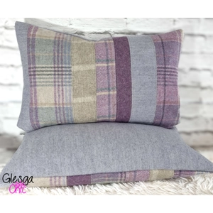 Patchwork Wool Cushion Cover: Lilac Tartan 30x50cm