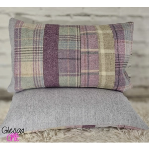 Patchwork Wool Cushion Cover: Lilac Tartan 30x50cm