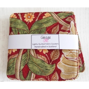 Handmade Coasters Morris Pimpernel Red Linen