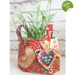 Fabric Gift Basket Plant Holder Morris Strawberry Thief Cr..