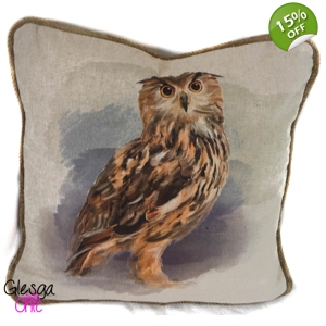 Cushion Cover Harris Tweed Owl Herringbone Check 18x18
