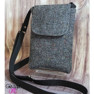Harris Tweed Grey Speckle Crossbody Phone Bag