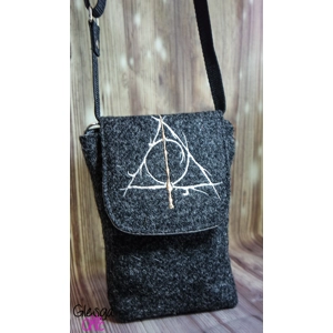 Harris Tweed Crossbody Phone Bag Charcoal Deathly Hallows