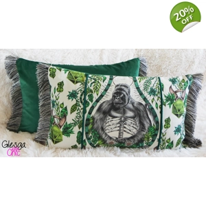 Handmade Cushion Cover Silverback Gorilla Boutique Fringe..