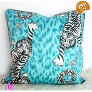 Cushion Cover Clarke & Clarke Tigris Teal Grey Piped 43x43cm