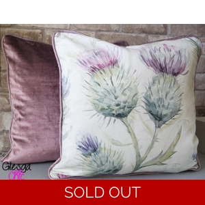 Cushion Cover Voyage Scottish Thistle Purple Heather Velvet Piped