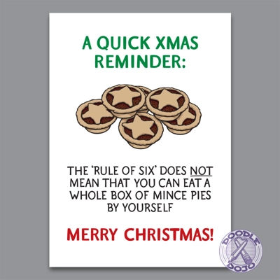 Mince Pie Rule of Six Reminder Christmas Card Mince Pie Rule of Six Reminder Christmas Card