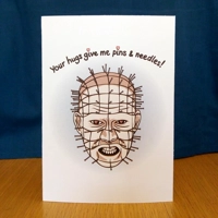 Your Hugs Give me Pins & Needles - Pinhead Horror Card