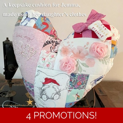 Patchwork heart keepsake cushion