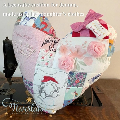 Patchwork heart keepsake cushion