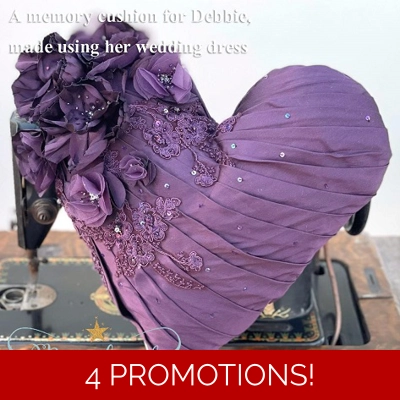 Wedding dress keepsake cushion