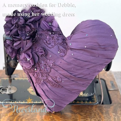 Wedding dress keepsake cushion