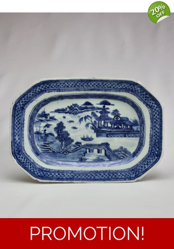 SOLD Early 19th century blue and white canton meat platter