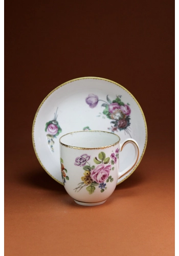 Billingsley Decorated Derby Cup And Saucer c.1784-90
