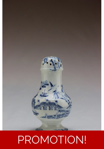 Blue & White Transfer Decorated Muffineer Shaker