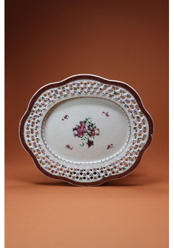 SOLD  18th century Chinese export porcelain tray with floral decoration