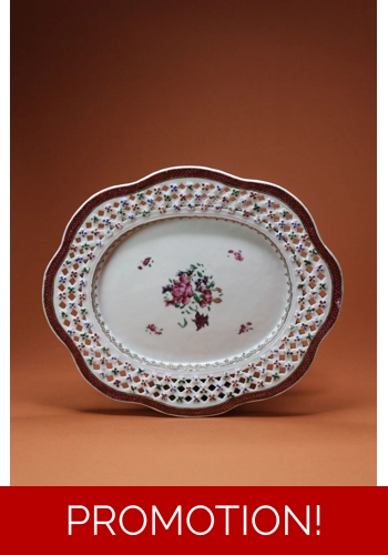 SOLD  18th century Chinese export porcelain tray with floral decoration