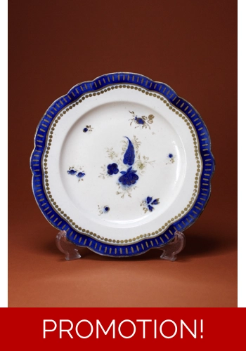 Caughley Plate Blue and Gold Decoration