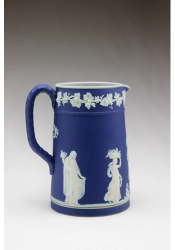 Blue Jasper Jug with Classical Sprigs and Rope Handle