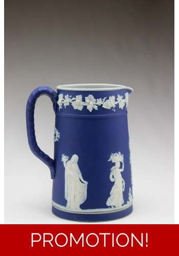 Blue Jasper Jug with Classical Sprigs and Rope Handle