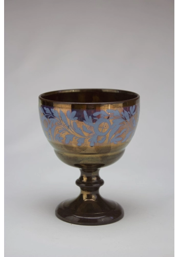 Copper lustre goblet with blue decoration