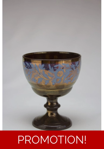 Copper lustre goblet with blue decoration