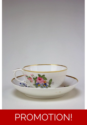 Derby Bow Shaped Cup and Saucer C.1820