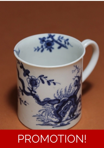 Early Worcester Coffee Can With Prunus Root Decoration 1751-59