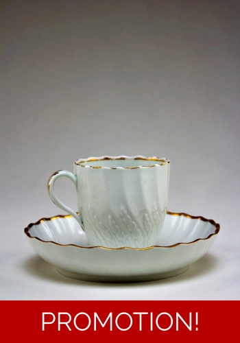 SOLD  Rare James Neale Acanthus Leaf moulded Cup and Saucer