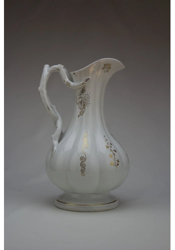 White and Gilt jug with vine handles by Jones and Walley