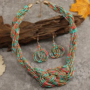 BoHo Braided Beaded Necklace Set
