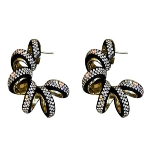 Geometric Twist C Shaped Crystal Earrings