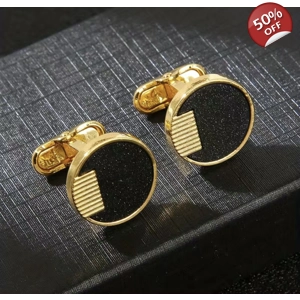 Black Onyx Round Crystal Cufflinks