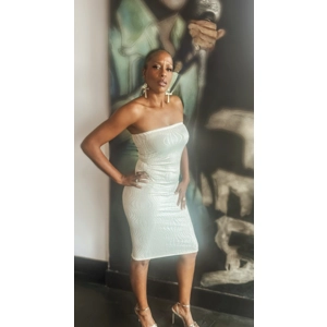 Cream Golden Wave Bodycon Tube Dress