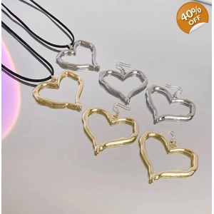 Hollow Heart Necklace/ Earrings Set