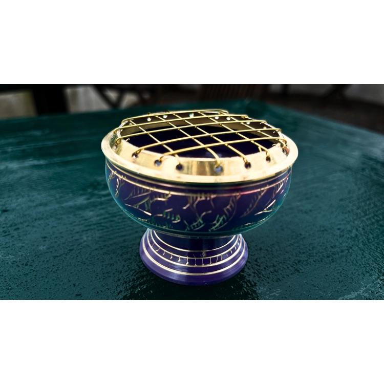 Brass Incense Burner (Blue)