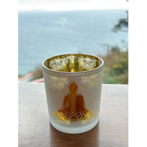 Frosted candle holder -..