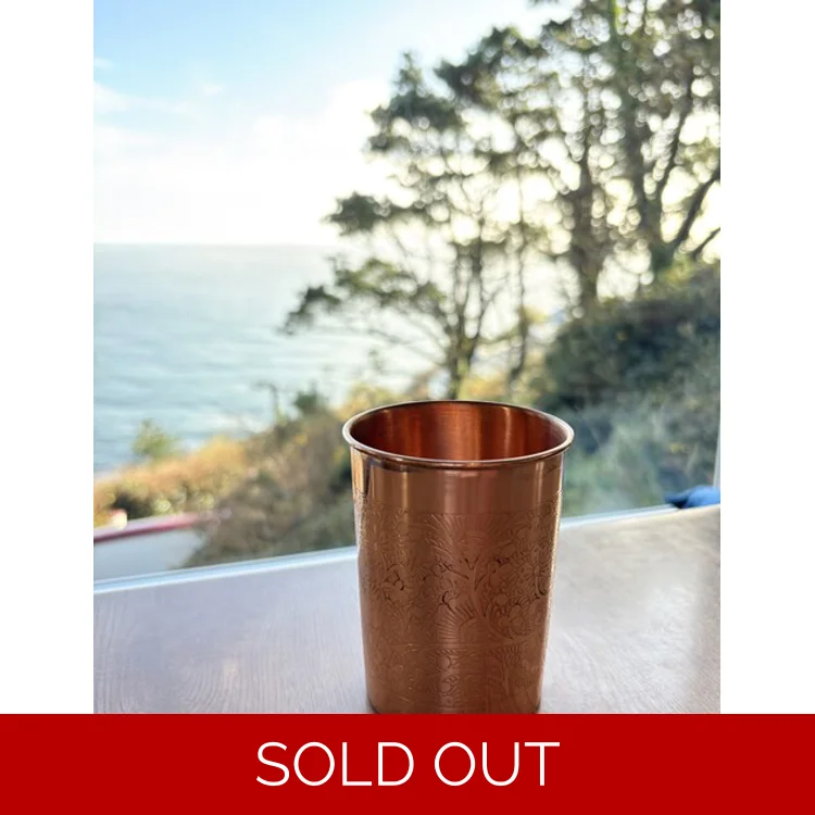 Copper Cup - Etched floral d..
