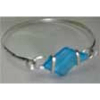 Sea Glass bracelet aqua stone with alpaca metal