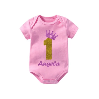 1 Yrs Old Birthday- Gold & Purple Glitter Effect