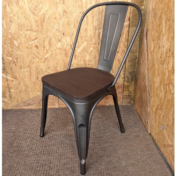 Tarnished Wood Seat Metal Chair Retro Bistro Cafe Restaurant