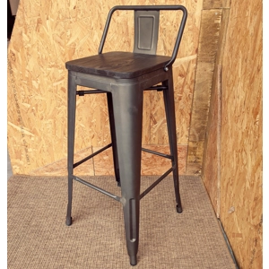 Tarnished Bar Stool Wood Seat Retro Bistro Cafe Restaurant