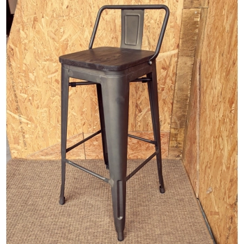 Tarnished Bar Stool Wood Seat Retro Bistro Cafe Restaurant