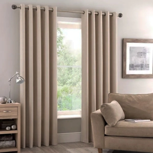 2x New B&Q Taowa Ring Top Light Brown Pair Curtains 46x54, 117x137cm